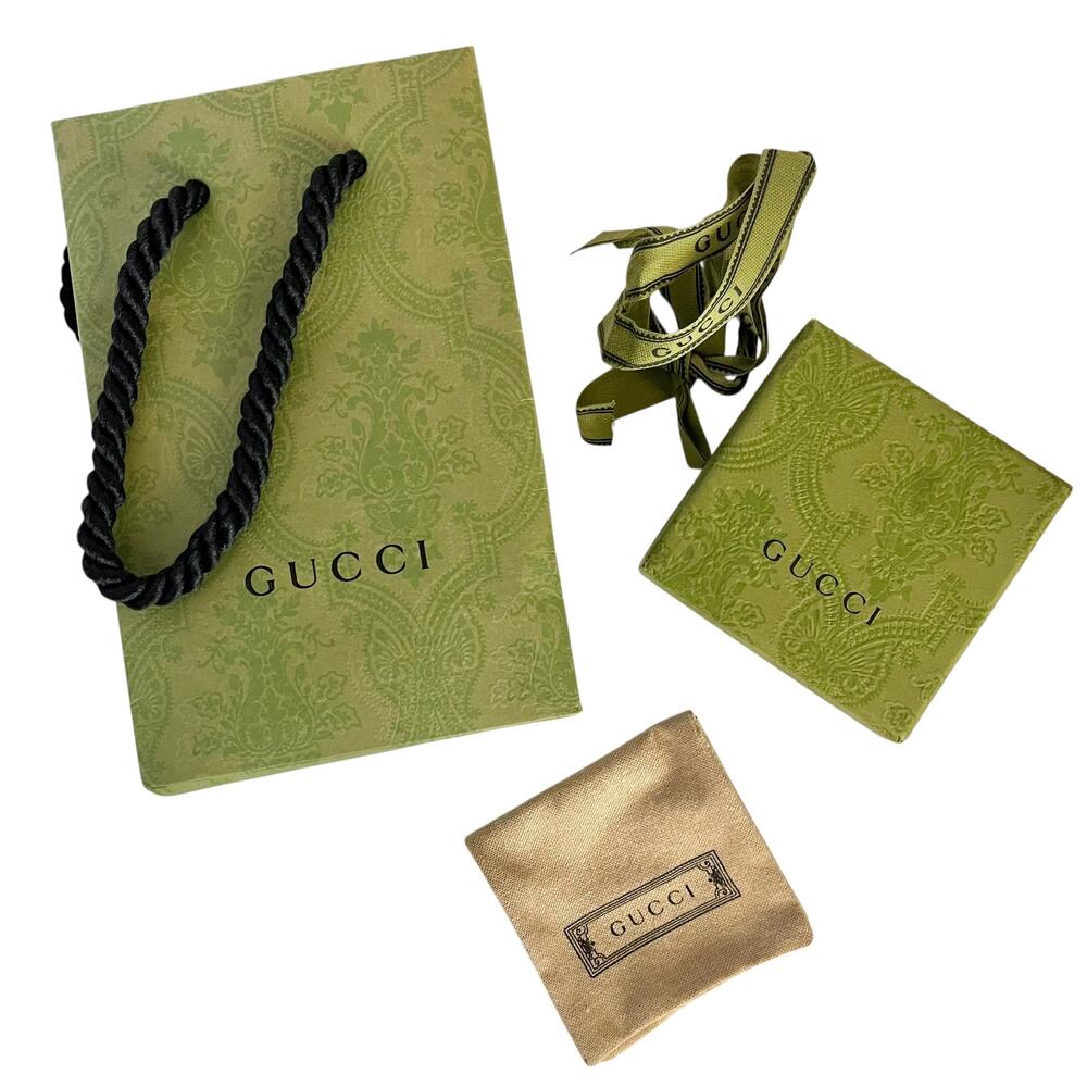 Gucci Jewelry Packaging Set: Dust Bag Box Ribbon Paper Gift Bag